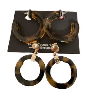 Bundle of Area Stars Women’s Tortoise Resin Open Hoop Round Leopard Earrings